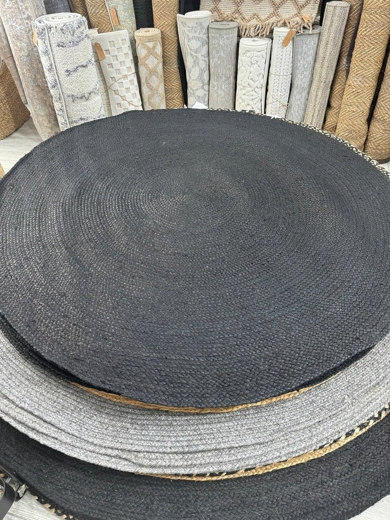 ALFOMBRA REDONDA YUTE NEGRO 150 - laalfombreria
