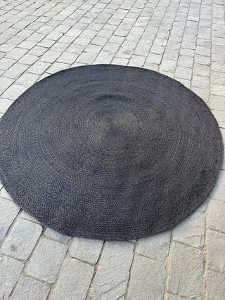 ALFOMBRA REDONDA YUTE NEGRO 150 - laalfombreria