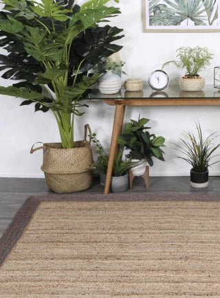 ALFOMBRA YUTE BORDE CAFE 160X230 - laalfombreria