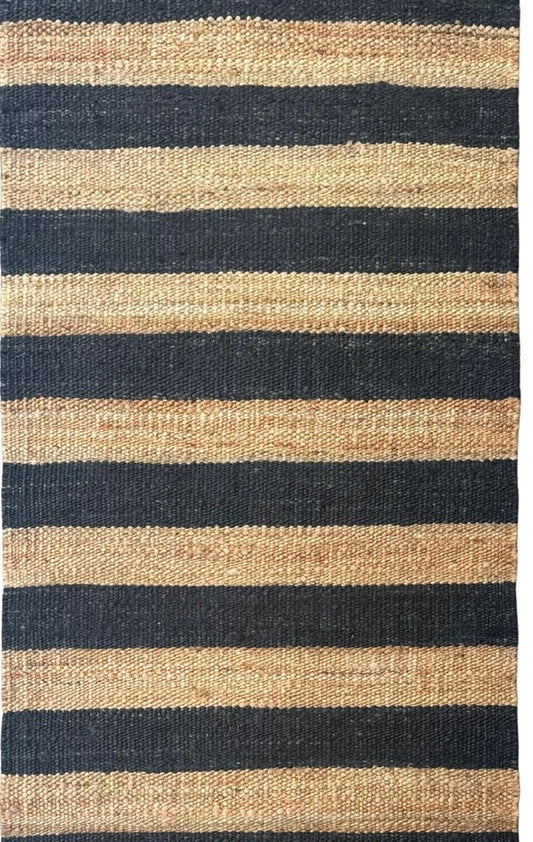 ALFOMBRA YUTE NATURAL BLACK 250X350 - laalfombreria