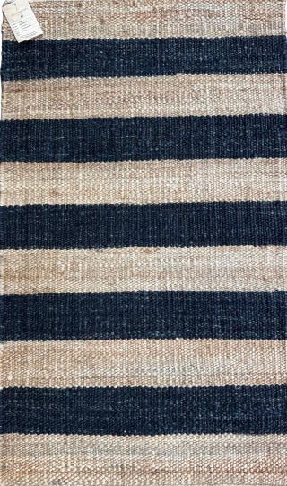 BAJADA DE CAMA YUTE NATURAL BLACK 80X120 - laalfombreria