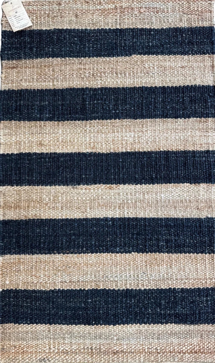 BAJADA DE CAMA YUTE NATURAL BLACK 80X120 - laalfombreria