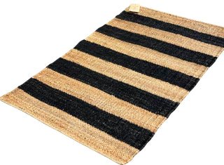 BAJADA DE CAMA YUTE NATURAL BLACK 80X120 - laalfombreria