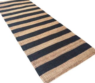PASILLO YUTE NATURAL BLACK 80X230 - laalfombreria