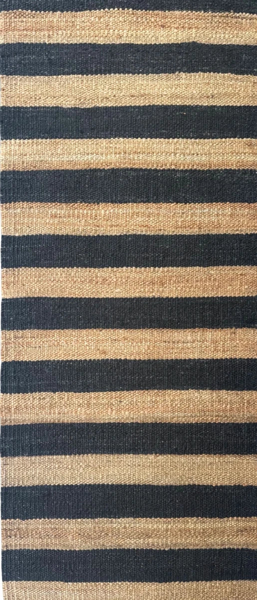 PASILLO YUTE NATURAL BLACK 80X230 - laalfombreria
