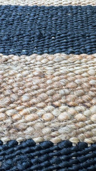 PASILLO YUTE NATURAL BLACK 80X230 - laalfombreria